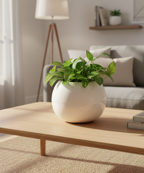 Minimal Round Ceramic Pot for Indoor Plants