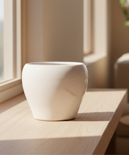 Minimal White Modern Ceramic Pot