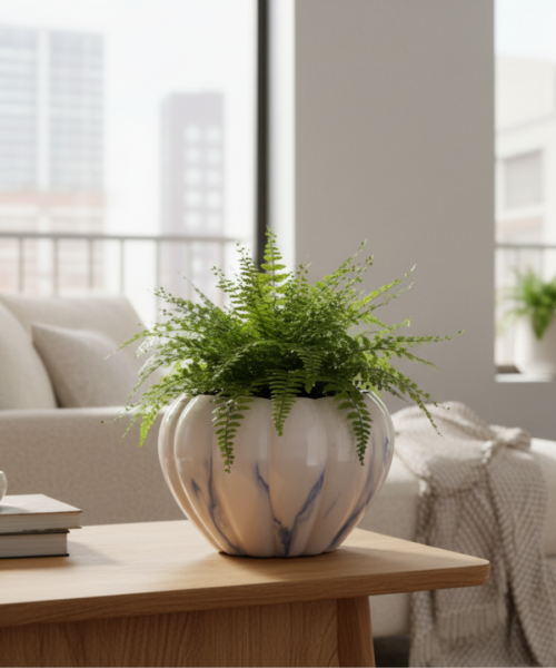 Premium Marble Style Ceramic Pot Planter