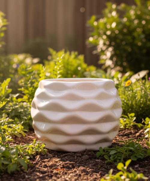 Wave Pattern Decorative Ceramic Pot
