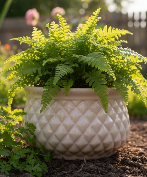 Diamond Texture Decorative Ceramic Pot