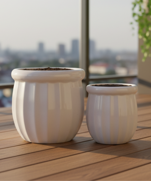 Minimal Set of 2 Ceramic Pot Planters