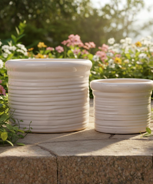 Ribbed Designer Ceramic Pot Set