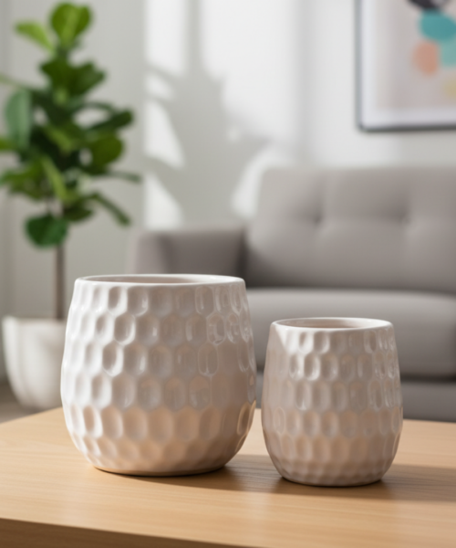 Compact Decorative Ceramic Pot Trio Set