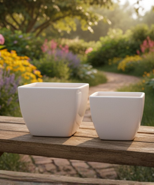 Square Shape Modern Ceramic Pot Set