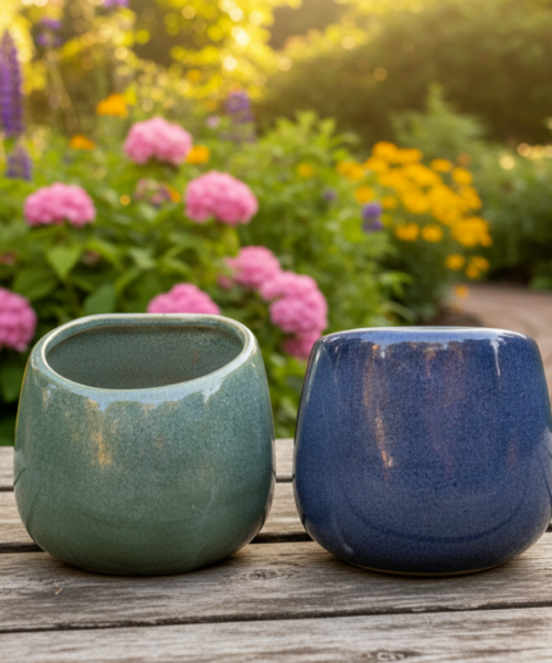 Glossy Dual Tone Ceramic Pot