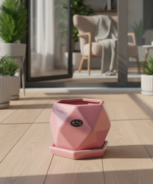 Pastel Pink Designer Ceramic Pot