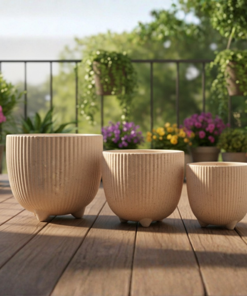Premium Rounded Indoor Ceramic Pot Set