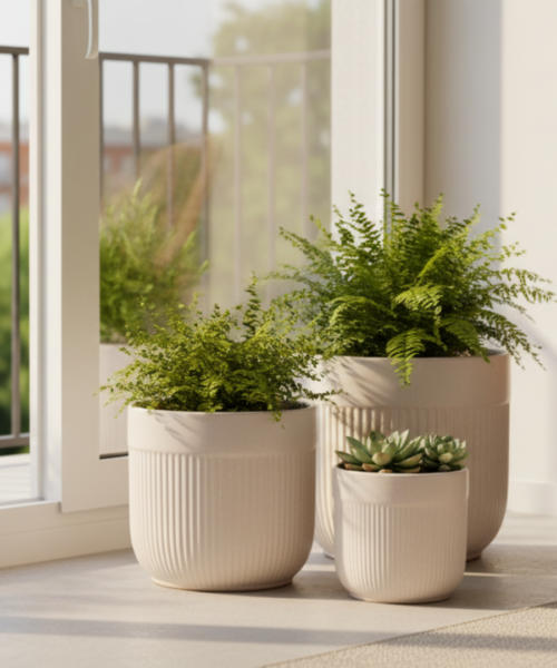 Minimal Window Style Ceramic Pot Set