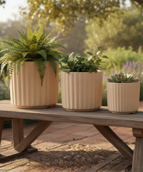 Natural Texture Indoor Ceramic Pot Set