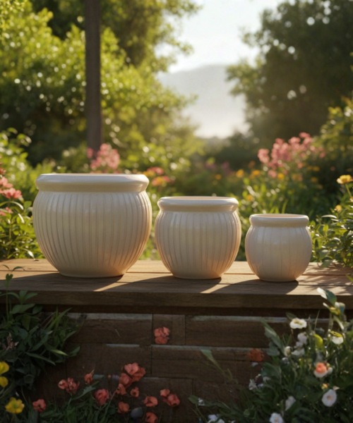 Outdoor Garden Style Ceramic Pot Set