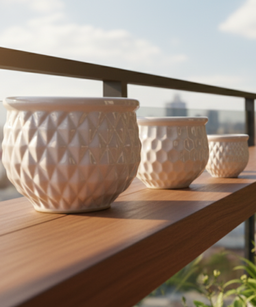 Diamond Texture Decorative Ceramic Pot