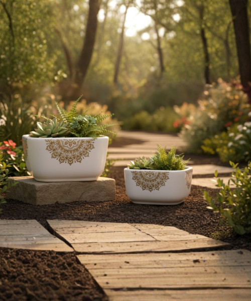 Garden Path Decorative Ceramic Pot Set