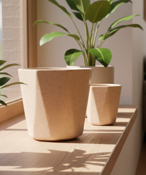 Minimal Tall Indoor Ceramic Pot Set