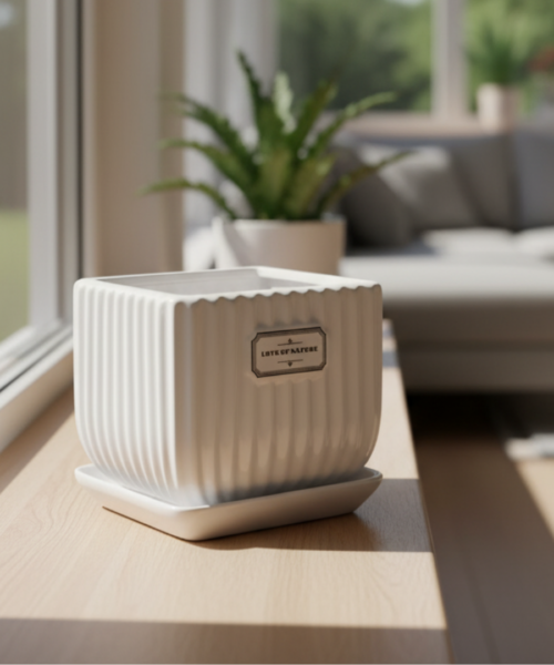 Minimal Square Indoor Ceramic Pot