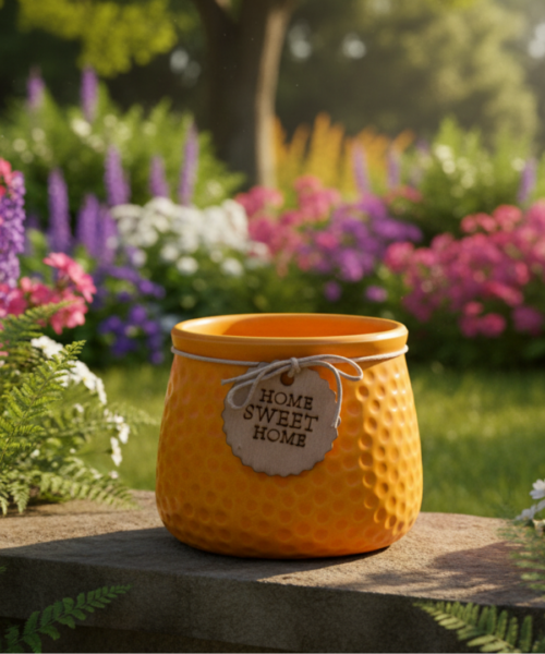 Bright Yellow Decorative Ceramic Pot